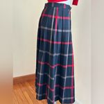 Susan Reade Stylish Vintage 70’s Red Black & Gray Maxi Plaid Skirt Sz M Photo 1