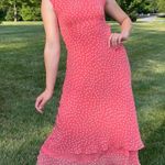 Vintage Chadwick’s Silk Polkadot Boat Neck Preppy Twee Midi Dress Small Pink Photo 2