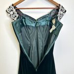 Jessica McClintock Gunne Sax Lace Trim Velvet V-Neck Dress Green Size 3/4 Photo 4