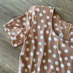 Vintage 90s polka dot dress mini neutral tan white dots XS Small Photo 4