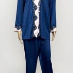 Vintage Undercover Wear Pajama Set Large Blue Pink Nylon Pants Long Sleeve Top Photo 1
