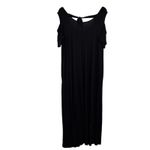 Lane Bryant Black Cold Shoulder V Neck Maxi Dress Women Size 14 16 Rayon NWT Photo 1