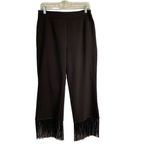 Lulus  Catch a Crutch black fringe crop womens pants L Photo 2