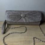 Gunne Sax Vintage  Jessica McClintock Silver Glitter Purse Rhinestone Bow Clutch Photo 1