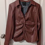 House of Harlow 1960 Rauched Vegan Leather Jacket Women's Medium Brown Gray Photo 0