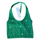 ZARA NWT  Seamless Halter Neckline Embroidered Crop Top Green XS-S Photo 6