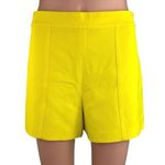 Alice + Olivia  Yellow High Rise Back Zip Stretch Pleated Casual Shorts Size 4 Photo 0