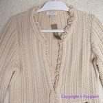 J.Crew NEW  Textured cable-knit lady jacket with fringe, color pale bone, size‎ M Photo 1