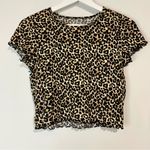 American Eagle Women’s Cheetah Print Crop Top Brown Size Small EUC Photo 0