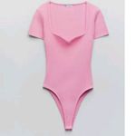 ZARA  Pink Ribbed Short Sleeve Bodysuit Photo 5