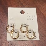 A New Day Gold Multi textured Small gold tone Hoop Earrings New 2pair Photo 0