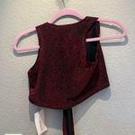 New Women’s Red Sparkly Crop Top Club Rave Size XS NWT Black Photo 7