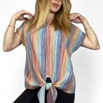 W5 New Anthropologie  Women's Shirt Knit Top Size Medium with Tie Front Stripe Photo 0