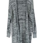 JODIFL  Boucle Knit Cardigan Womens M Black Gray Open Front Minimalist Lagenlook Photo 0