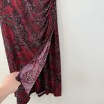Ralph Lauren  Side Ruched Faux Wrap Midi Dress Size 8 Paisley V Neck Liquid Knit Photo 5