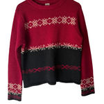 High Sierra  Vintage 90s Women's Fair Isle Snowflake Sweater Red Black Size L Photo 0
