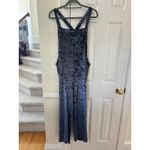 Urban Outfitters  Navy Blue Crushed Velvet Cropped Ankle Overalls Photo 1