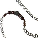 Long Silver Tone Chain Necklace Brown Beads Mesh Accents Fashion Jewelry u Stat Photo 3