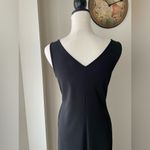 BCBG Side Slit Black Midi Dress With Knot Detail At The Waist Size L Photo 6