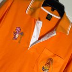 Men’s Orange Embroidered Asian Aesthetic Polo Shirt Size Medium Photo 0