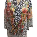 Investments  Women's Sleeveless Floral Leopard Print Textured Tank Top M Photo 0