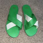 Frances Valentine Criss Cross Cloud Slide Sandals Green Cream 11 Photo 1