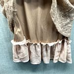 Flying Tomato NITT By  Boho Crochet Lace Cowl Neck Tunic Sweater Lined Tan Large Photo 3