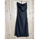 Lulus NWT  Effortless Bliss Black Satin Strapless Cowl Back Midi Dress Cocktail S Photo 1
