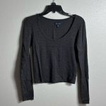 American Eagle  Women Lace Long Sleeve Gray Crop Top XS Photo 0