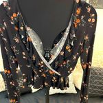 American Rag NWT! Deep plunge open V cropped peplum top Photo 0