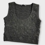 RVN Cropped Tank Top Women's XS Black Textured Scoop Neck‎ Wide Strap Photo 0
