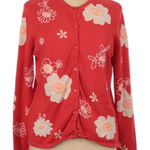 Orvis ‎ embroidered orange floral cardigan large Photo 0