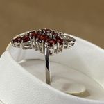 Garnet Grape Cluster Ring Silver Cocktail Ring Genuine Women's 3.71CTW Sz 8 New Red Photo 1