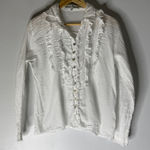 JP And Mattie White Cotton Ruffle Button Down Shirt Size Small Photo 0