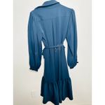 OSMAN YOUSEFZADA Blue Twill Ruffle Button Front Parachute Sleeve Shirt Dress 8 Photo 9