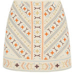 Dina Be  Cream and Orange Embroidered Mini Skirt Photo 0