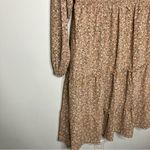 Pink Lily  tan pink floral smocked midi dress long sleeve women’s size XL cottage Photo 4
