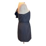 Anthropologie Leifsdottir‎ Dress Sz 8 Womens Black One Shoulder Ruffle Mini Cotton Blend Lined Photo 5
