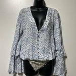 Free People Intimately  Ditsy Floral Blue White Bodysuit Size Small Photo 1