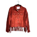 Juicy Couture  Fringed Trucker Jacket Size L Rust Faux Suede Western Boho NWT Photo 1