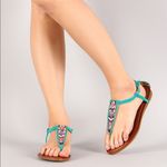 Bamboo  Mason Turquoise Blue Beaded Sandal 8.5 Photo 8
