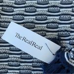 Minnie Rose Knit Linen Blend Navy White Tank Top w Fringe Size XS Photo 6