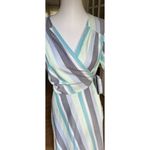 B Collection by Bobeau Orna Wrap Dress Blue Striped Midi Sleeveless M Size M Photo 5