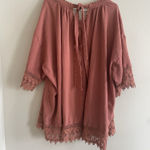 Free People Large Boho Short Dress Rust Bohemian Hippie Vacation Photo 3