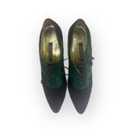 Vintage: Escada 𒀭 Lace Up Granny Heeled Ankle Booties 𒀭Black + Green Suede 𒀭9 Black Photo 8