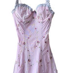 Dolls Kill Sugar Thrillz Sz XS Baby Floral Mini Dress Coquette Sweetheart Lace Pink Photo 0