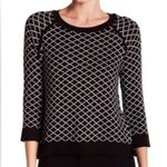 Philosophy  Republic Black White Diamond Argyle Knit Sweater 3/4 Sleeve Size Med Photo 0