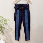 Honey Punch  High Waisted Contrast Cotton Jeans with Belt Size S Preowned Photo 1