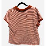 Liz Claiborne Y2K Orange White Striped Polo Women's Golf Tee Size XL Semi Cropped Preppy Photo 2