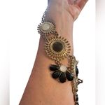 BaubleBar Gold (Faux) Statement necklace With Black White & Rhinestone Trim Floral Motif Photo 2